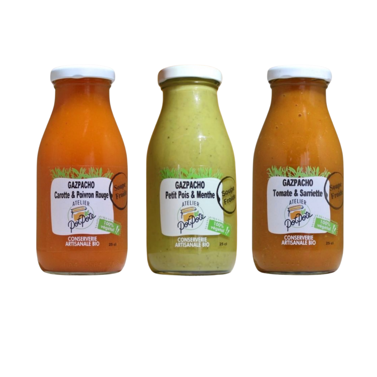 gaspachos 25cl Atelier PotPote gaspachos pour snacking sain à la pause déjeuner